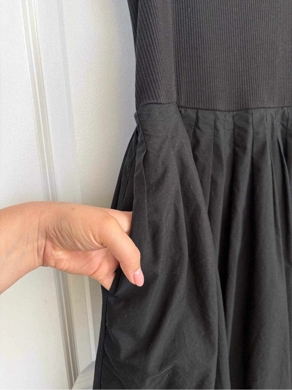 J. Crew Black Fitted Tank Midi Dress with Poplin Cotton Bubble Skirt Size Large - Picture 6 of 8